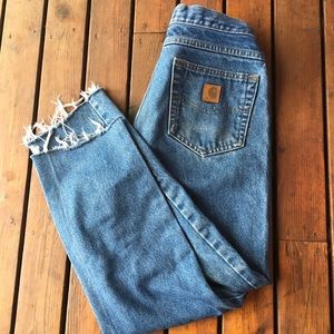 High waisted blue jeans